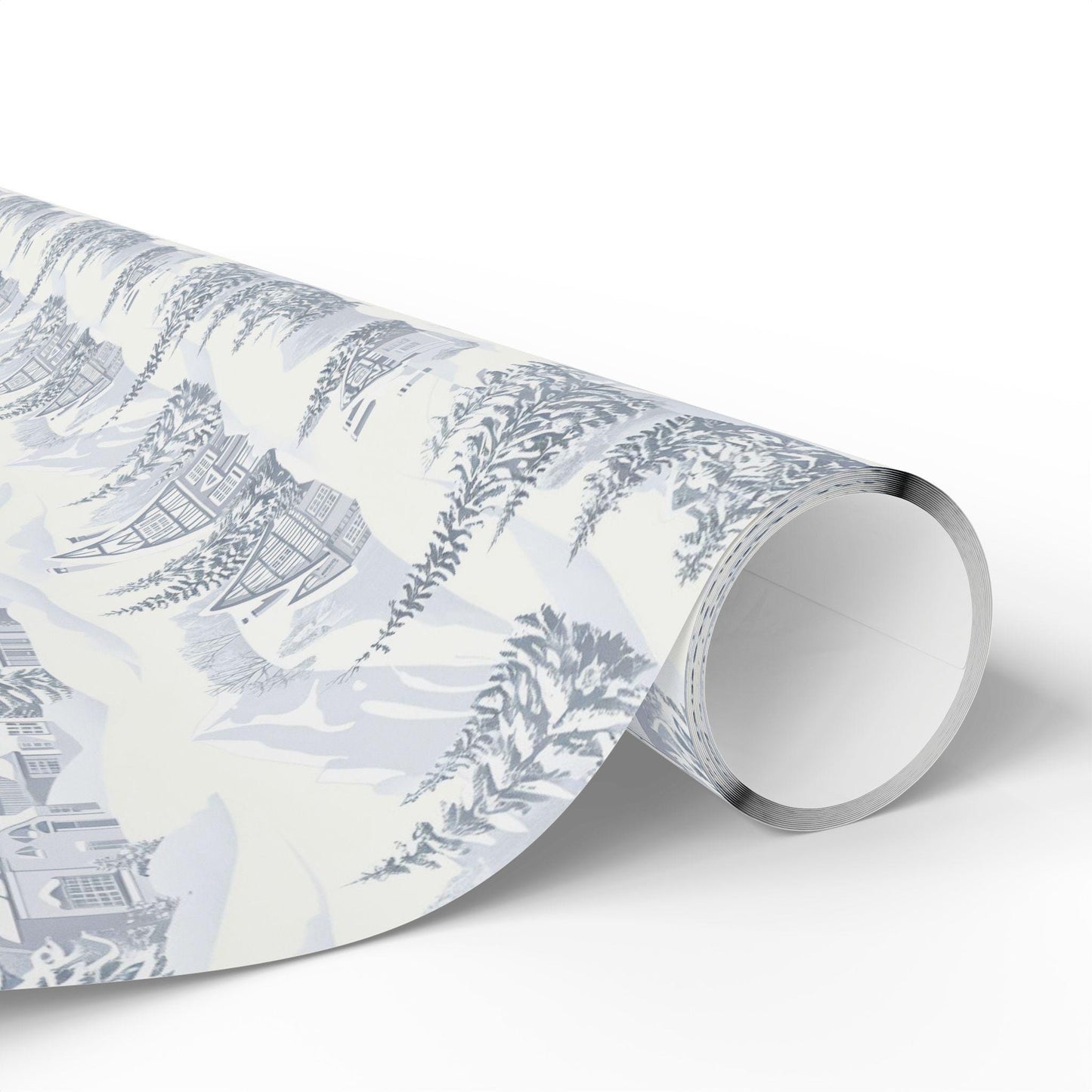 Winter Village Gift Wrap: Neutral Snowy Holiday House Wrapping Paper