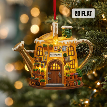 Personalized Garden 2D Flat Ornament, Greenhouse Rearview Mirror Car Accessories, Garden House Christmas Ornament, Xmas Plant Lover Gifts