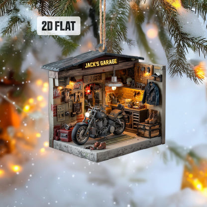 Personalized Motorcycle 2D Flat Ornament, Custom Garage Christmas Tree Ornament, Biker Christmas Ornament, Gift For Biker, Dad, Boyfriend
