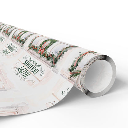 Holiday Wreath Gift Wrapping Paper: Festive Christmas Present Wrap