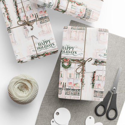 Holiday Wreath Gift Wrapping Paper: Festive Christmas Present Wrap