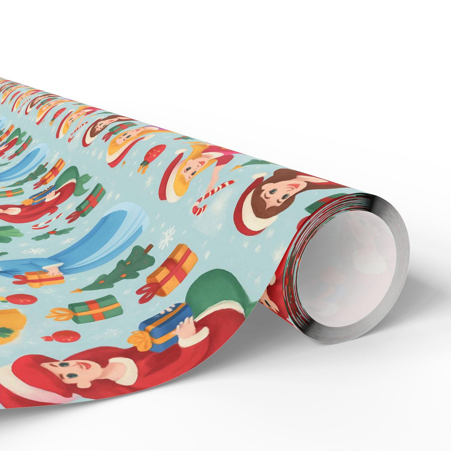 Princess Christmas Wrapping Paper, Cute Holiday Gift Wrap with Diverse Princess Characters, Candy Canes & Trees, Kids Xmas Packaging