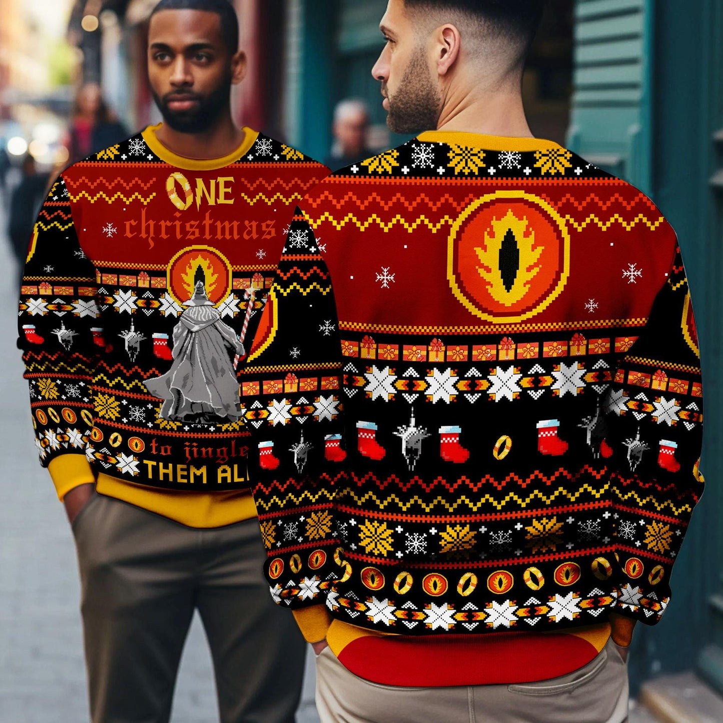 One Christmas To Jingle Them All Ugly Sweater, Lord Of The Rings Ugly Christmas Sweatshirt, LOTR Christmas Ugly Sweater, Christmas Holiday