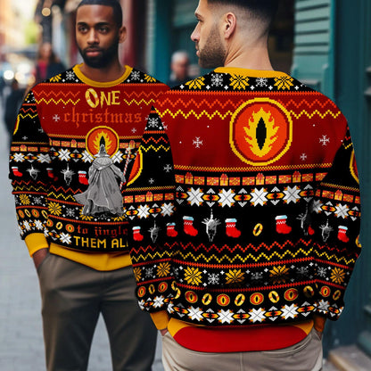 One Christmas To Jingle Them All Ugly Sweater, Lord Of The Rings Ugly Christmas Sweatshirt, LOTR Christmas Ugly Sweater, Christmas Holiday