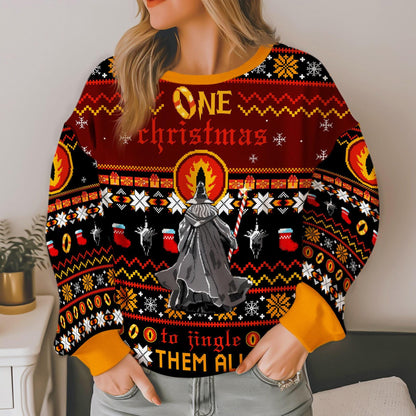 One Christmas To Jingle Them All Ugly Sweater, Lord Of The Rings Ugly Christmas Sweatshirt, LOTR Christmas Ugly Sweater, Christmas Holiday