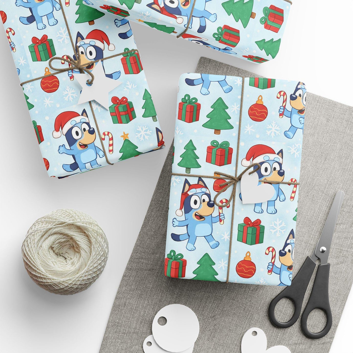 Cartoon Dog Christmas Wrapping Paper, Cute Holiday Gift Wrap with Santa Hat Dog, Festive Kids Party Gift Wrap Sheets