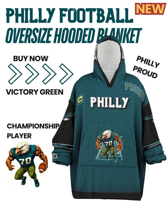 Philadelphia Football Proud Oversized Hooded Blanket Champion Player Green Fan Wear Gift The Bird Crew Gear