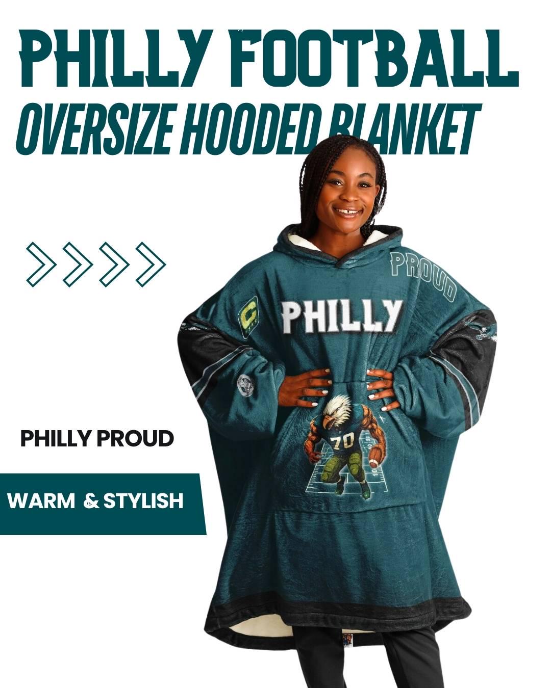 Philadelphia Football Proud Oversized Hooded Blanket Champion Player Green Fan Wear Gift The Bird Crew Gear