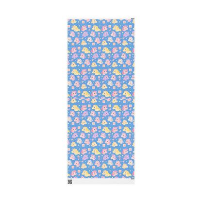 Cute Unicorn Wrapping Paper for Kids Birthday, Gift Wrap Roll, Rainbow Horse Party Supplies, Baby Shower Present Wrap, Blue Pastel