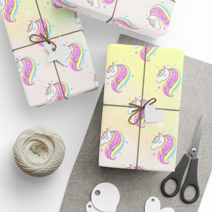 Pastel Rainbow Unicorn Wrapping Paper: Magical Birthday Gift Wrap