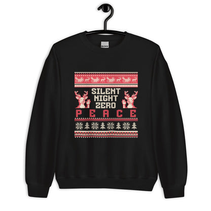 Silent Night Zero Peace Christmas Jumper | Funny Dark Humour Xmas | Ugly Holiday Knitwear | Alternative Secret Santa Gift