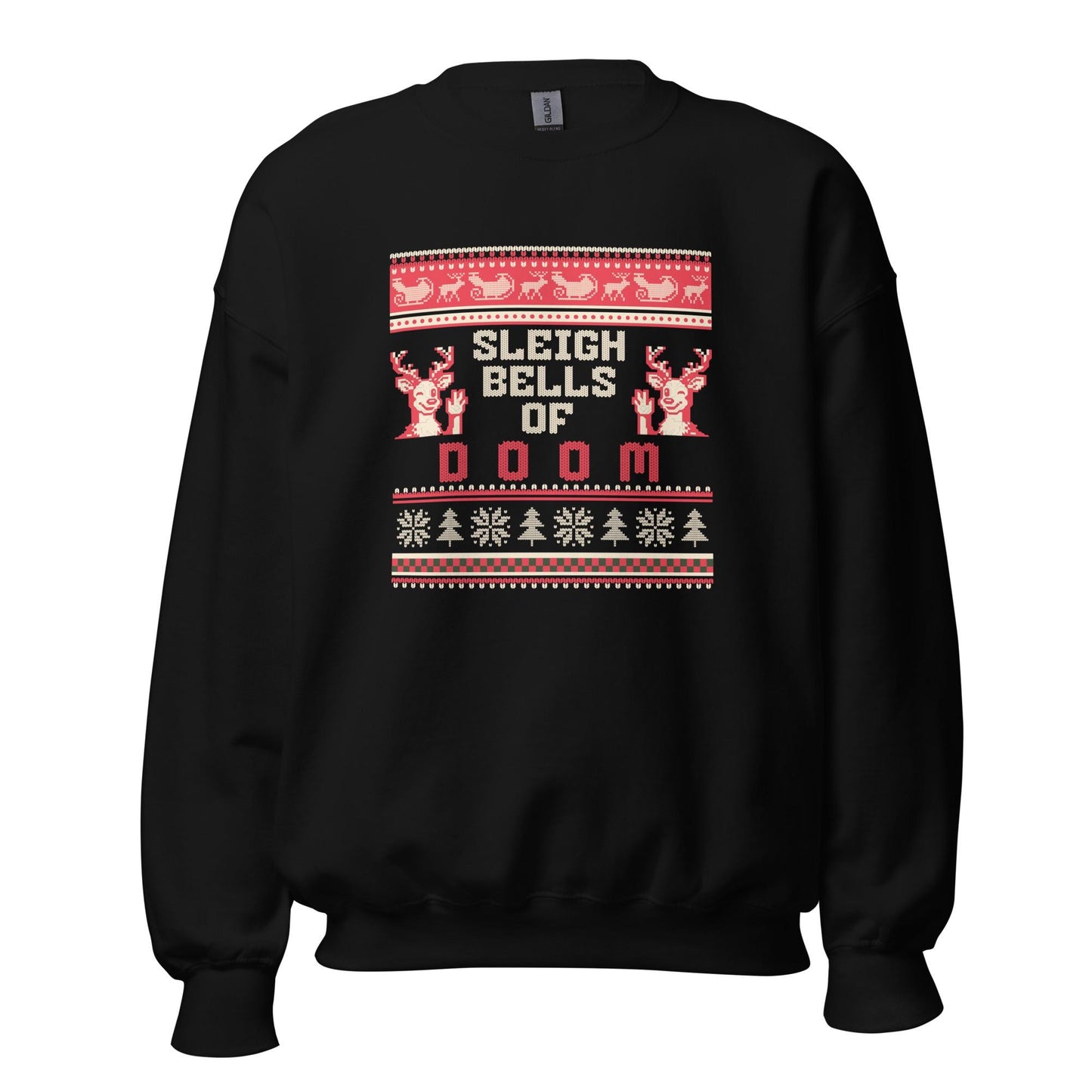 Sleigh Bells of Doom Christmas Jumper | Funny Dark Humour Xmas | Ugly Holiday Knitwear | Alternative Novelty Xmas Gift