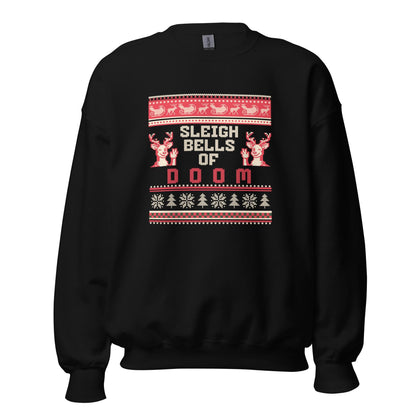 Sleigh Bells of Doom Christmas Jumper | Funny Dark Humour Xmas | Ugly Holiday Knitwear | Alternative Novelty Xmas Gift