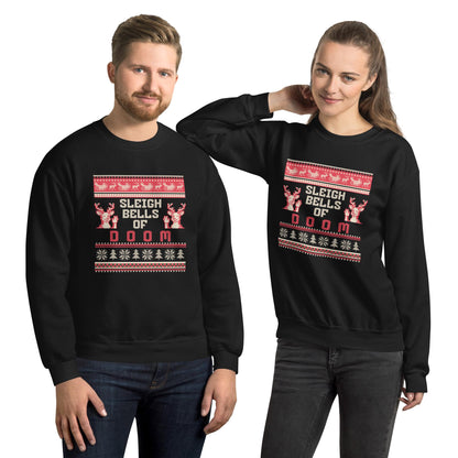 Sleigh Bells of Doom Christmas Jumper | Funny Dark Humour Xmas | Ugly Holiday Knitwear | Alternative Novelty Xmas Gift