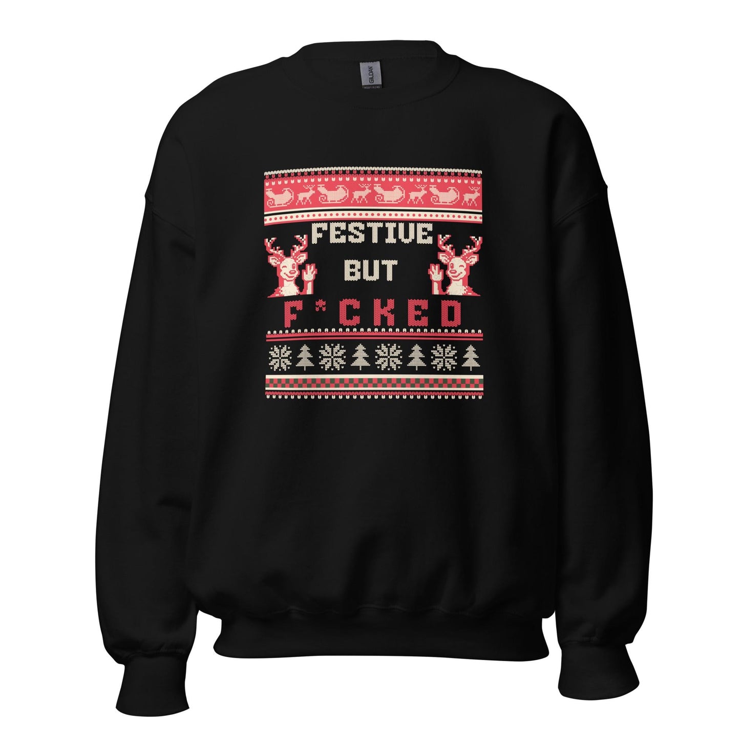 Festive But F*cked Alternative Christmas Jumper | Funny Rude Xmas | Ugly Holiday Knitwear | Secret Santa Humour Gift for Adults