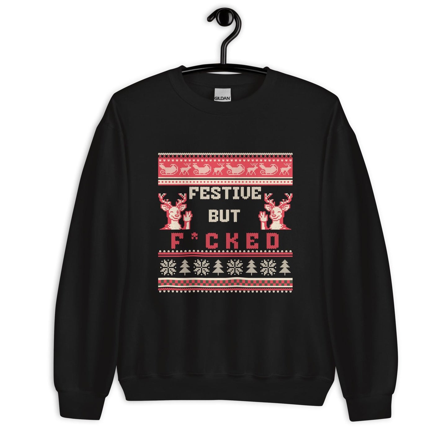 Festive But F*cked Alternative Christmas Jumper | Funny Rude Xmas | Ugly Holiday Knitwear | Secret Santa Humour Gift for Adults