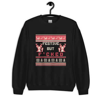 Festive But F*cked Alternative Christmas Jumper | Funny Rude Xmas | Ugly Holiday Knitwear | Secret Santa Humour Gift for Adults