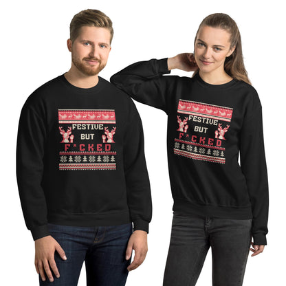 Festive But F*cked Alternative Christmas Jumper | Funny Rude Xmas | Ugly Holiday Knitwear | Secret Santa Humour Gift for Adults