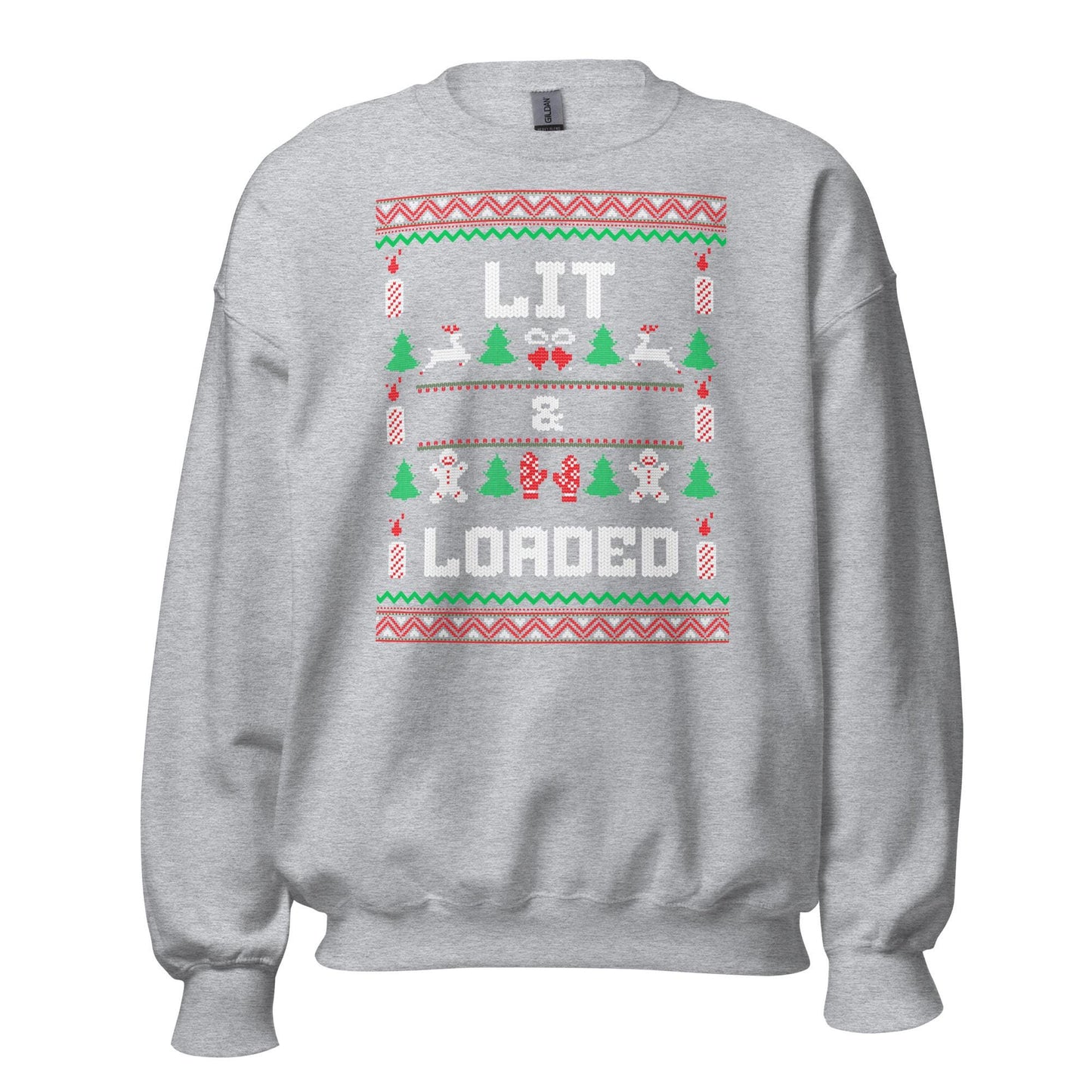 Lit & Loaded Funny Christmas Jumper | Ugly Xmas | Boozy Festive Party Outfit | Adult Secret Santa Gift