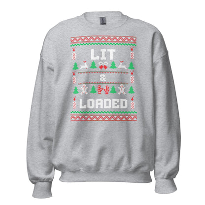 Lit & Loaded Funny Christmas Jumper | Ugly Xmas | Boozy Festive Party Outfit | Adult Secret Santa Gift