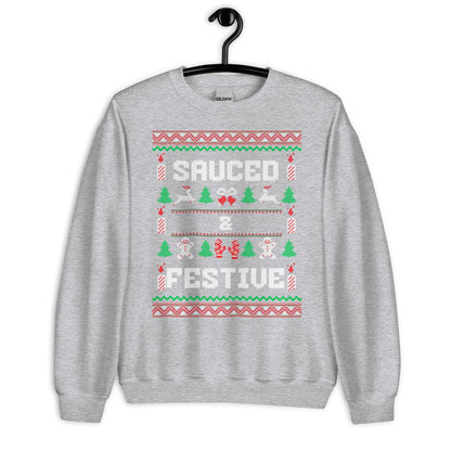 Sauced & Festive Funny Christmas Jumper | Ugly Xmas | Booze Drinking Party Top | Secret Santa Gift Idea