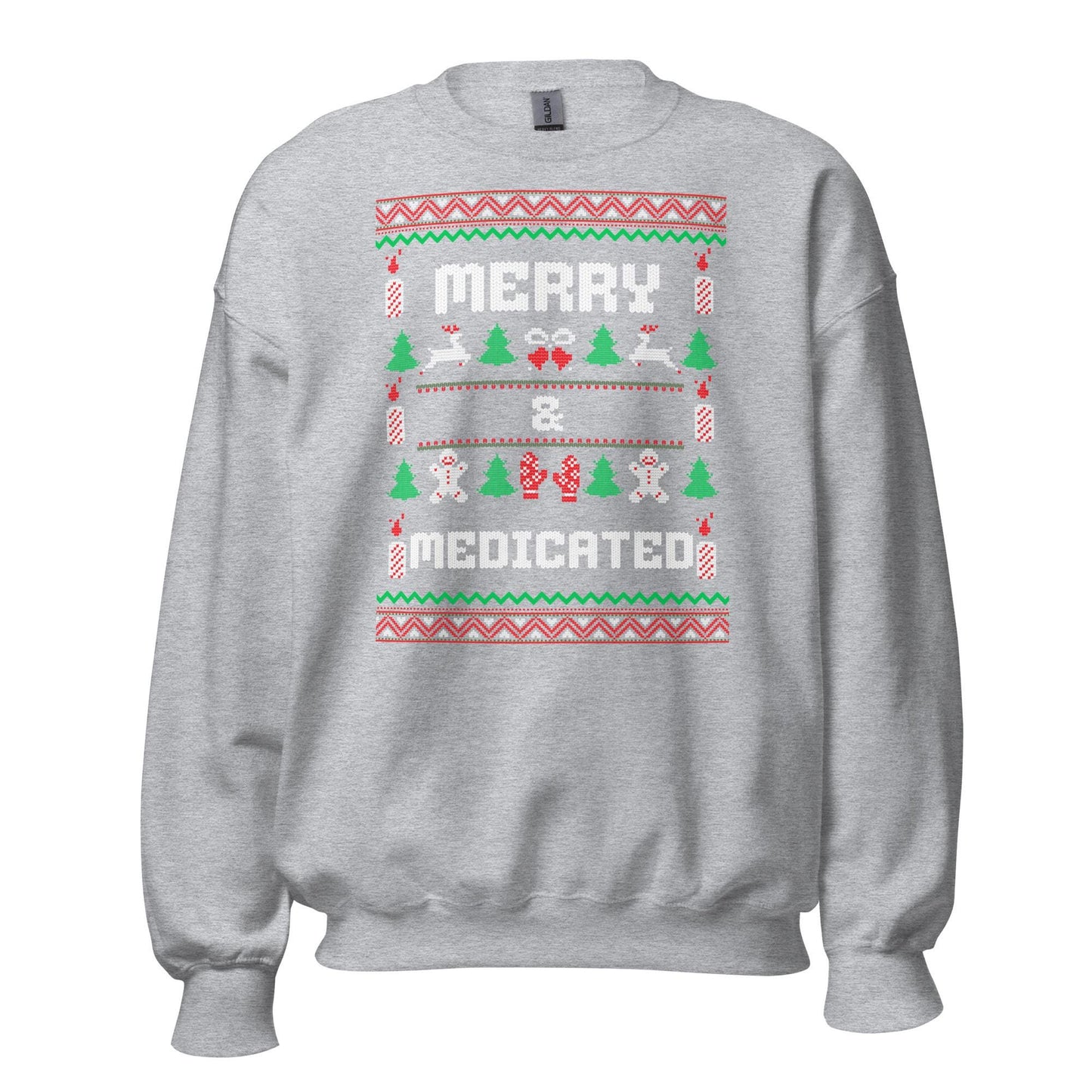 Merry & Medicated Funny Christmas Jumper | Ugly Xmas | Adult Festive Jumper | Secret Santa Novelty Gift
