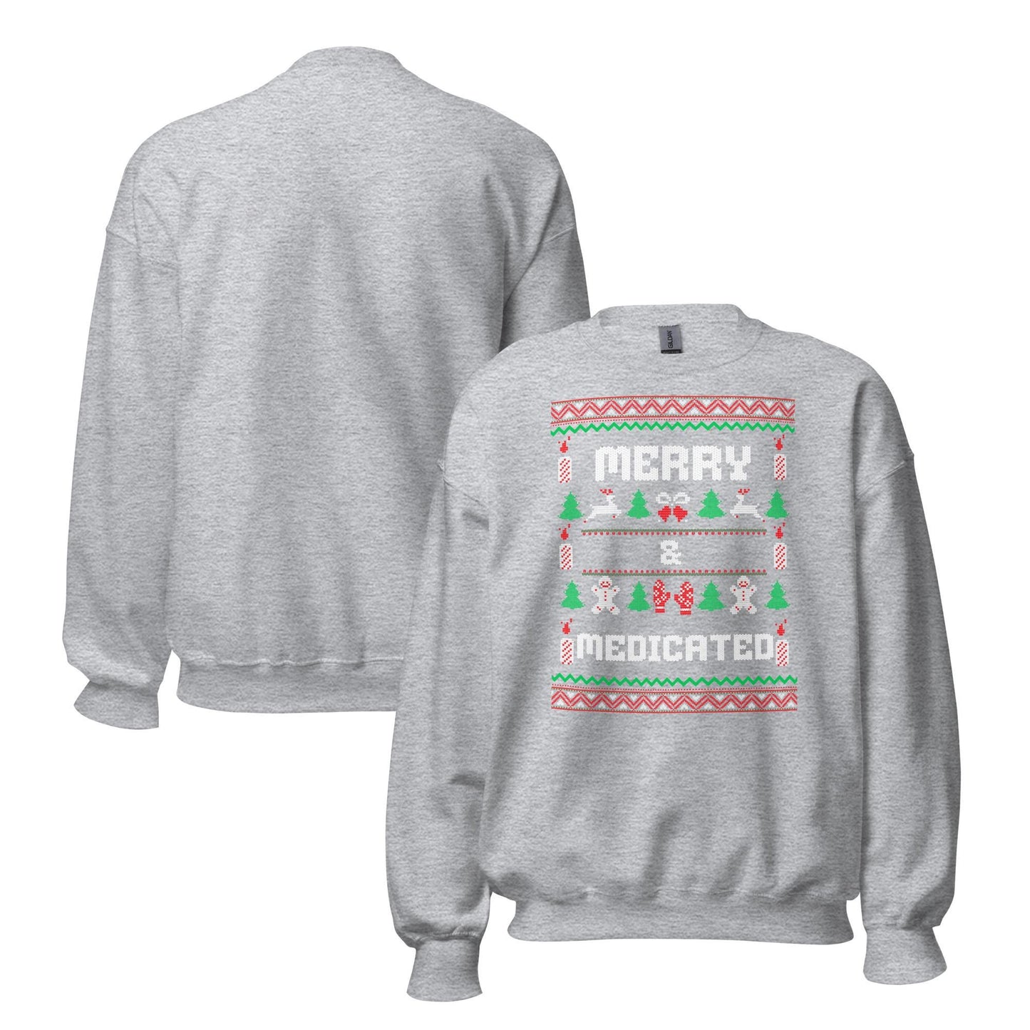 Merry & Medicated Funny Christmas Jumper | Ugly Xmas | Adult Festive Jumper | Secret Santa Novelty Gift