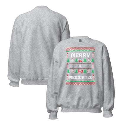 Merry & Medicated Funny Christmas Jumper | Ugly Xmas | Adult Festive Jumper | Secret Santa Novelty Gift