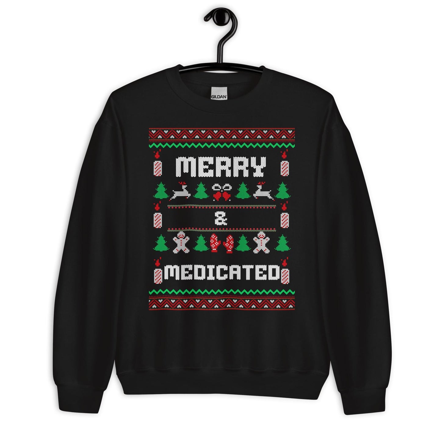 Merry & Medicated Funny Christmas Jumper | Ugly Xmas | Adult Festive Jumper | Secret Santa Novelty Gift