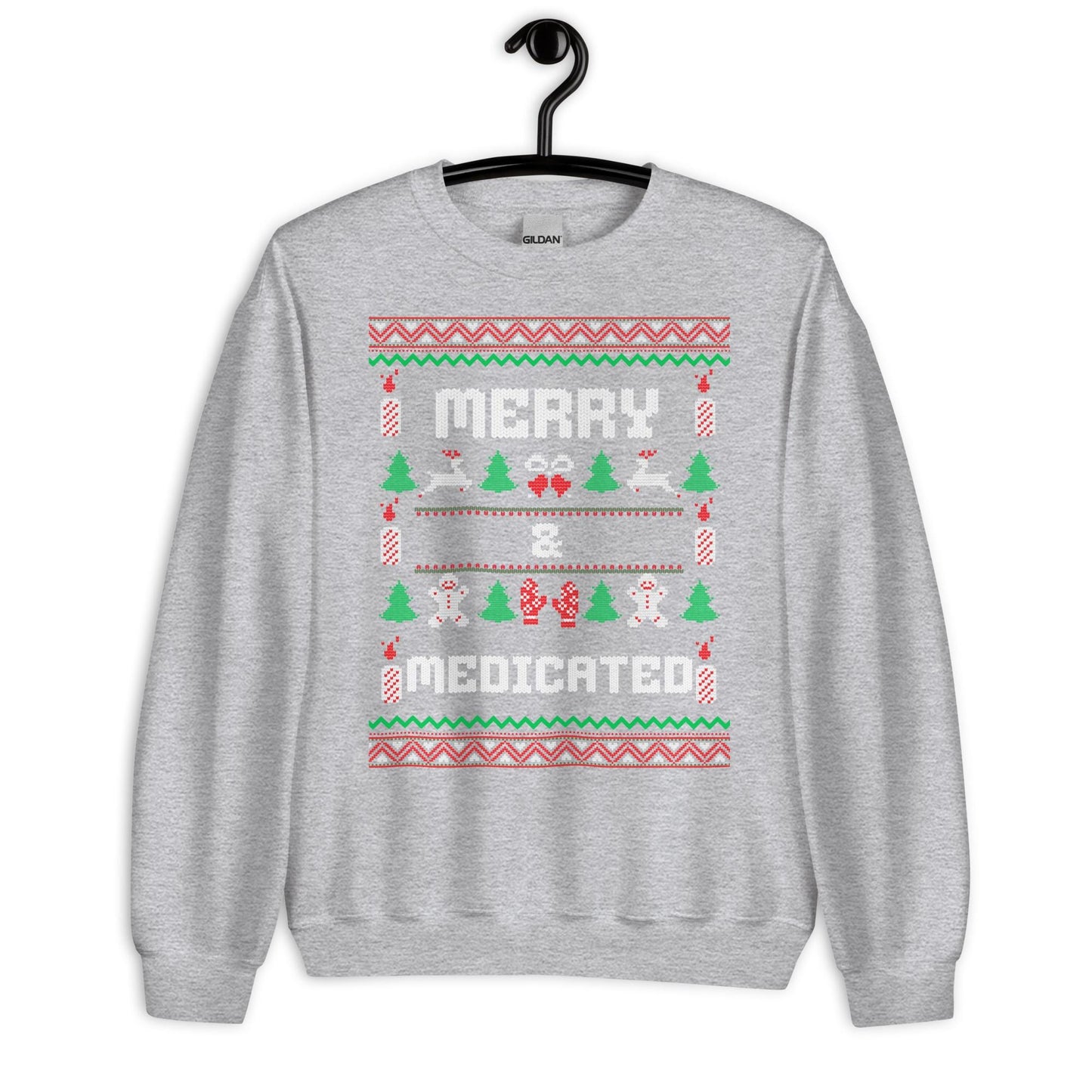 Merry & Medicated Funny Christmas Jumper | Ugly Xmas | Adult Festive Jumper | Secret Santa Novelty Gift