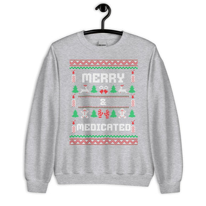 Merry & Medicated Funny Christmas Jumper | Ugly Xmas | Adult Festive Jumper | Secret Santa Novelty Gift