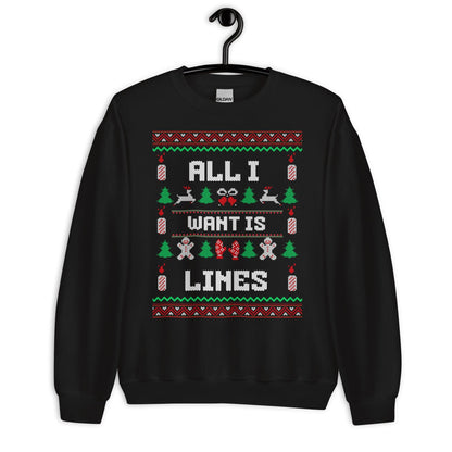 All I Want Is Lines Funny Christmas Jumper | Rude Xmas | Adult Festive Party Outfit | Secret Santa Gift