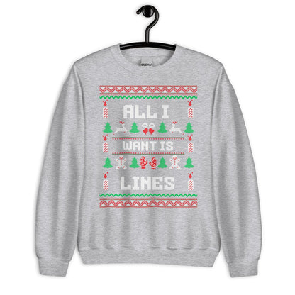 All I Want Is Lines Funny Christmas Jumper | Rude Xmas | Adult Festive Party Outfit | Secret Santa Gift