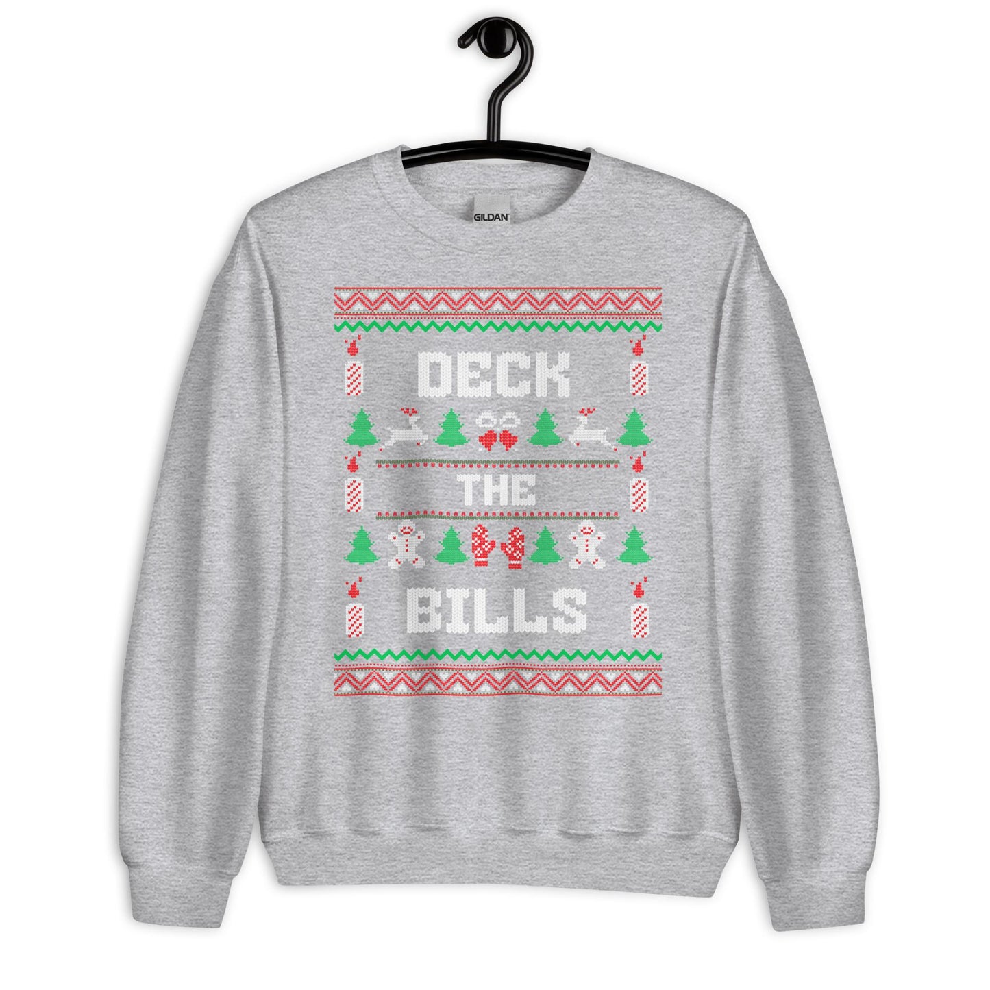 Deck the Bills Funny Christmas Jumper | Ugly Style Festive Knit | Sarcastic Holiday Jumper for Parties | Novelty Xmas Gag Gift