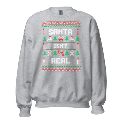 Santa Isn’t Real Funny Christmas Jumper | Ugly Style Festive Knit | Sarcastic Xmas Jumper for Parties | Novelty Holiday Gag Gift