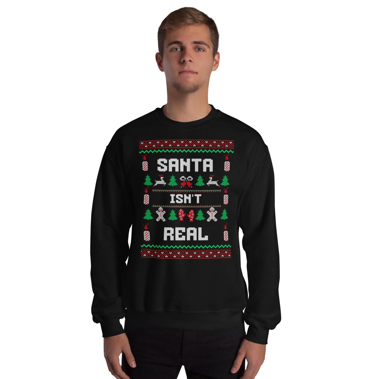 Santa Isn’t Real Funny Christmas Jumper | Ugly Style Festive Knit | Sarcastic Xmas Jumper for Parties | Novelty Holiday Gag Gift