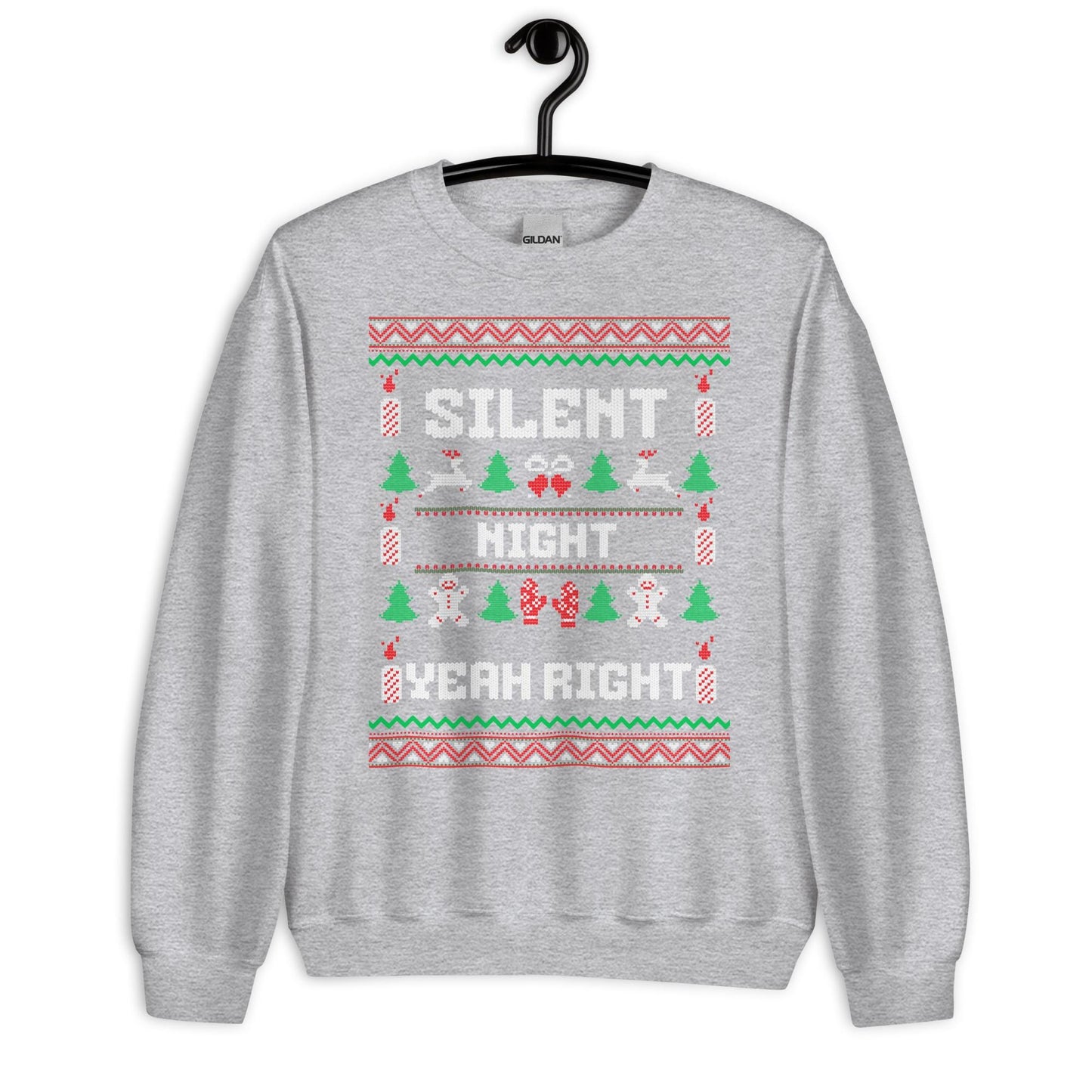 Silent Night Yeah Right Funny Christmas Jumper | Ugly Style Festive Knit | Sarcastic Xmas Jumper for Parties | Novelty Gag Gift