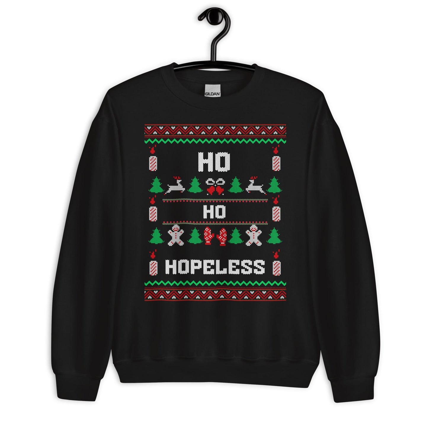 Ho Ho Hopeless Funny Christmas Jumper | Ugly Style Festive Knit | Sarcastic Xmas Jumper for Parties | Novelty Holiday Gag Gift