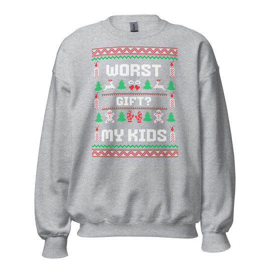 Worst Gift My Kids Funny Christmas Jumper | Ugly Style Festive Knit | Sarcastic Xmas Party Jumper | Novelty Holiday Gag Gift