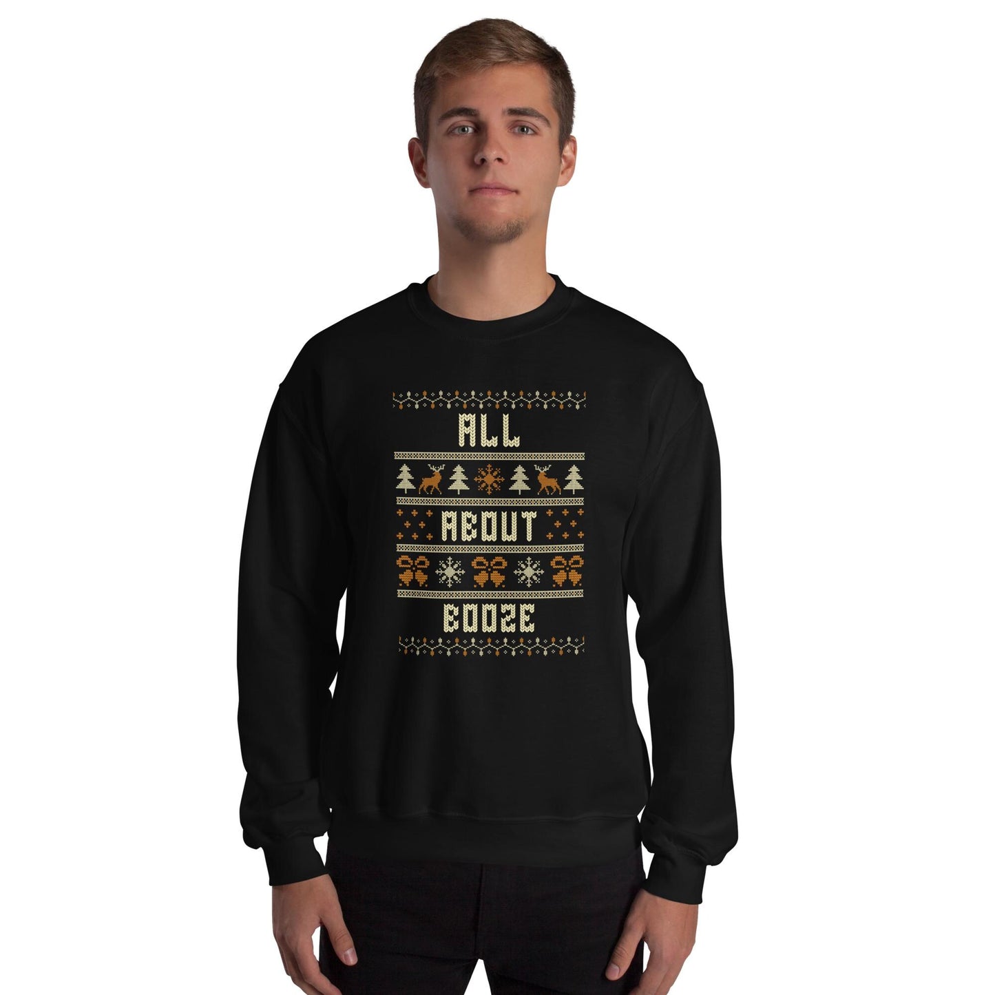 All About Booze Funny Christmas Jumper | Rude Ugly Xmas | Drinking Party Knitwear | Secret Santa Adult Humour Gift