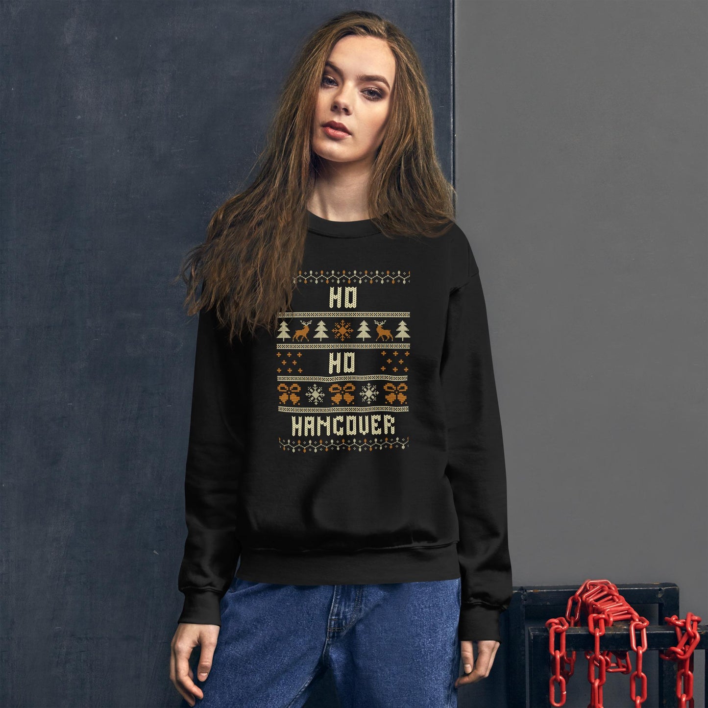 Ho Ho Hangover Funny Christmas Jumper | Booze Ugly Xmas | Secret Santa Drinking Party Outfit | Adult Festive Humour Knit