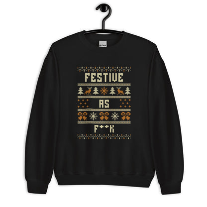 Festive As F**k Christmas Jumper | Rude Funny Ugly Xmas | Adult Humour Knitwear | Secret Santa Party Outfit Gift Idea