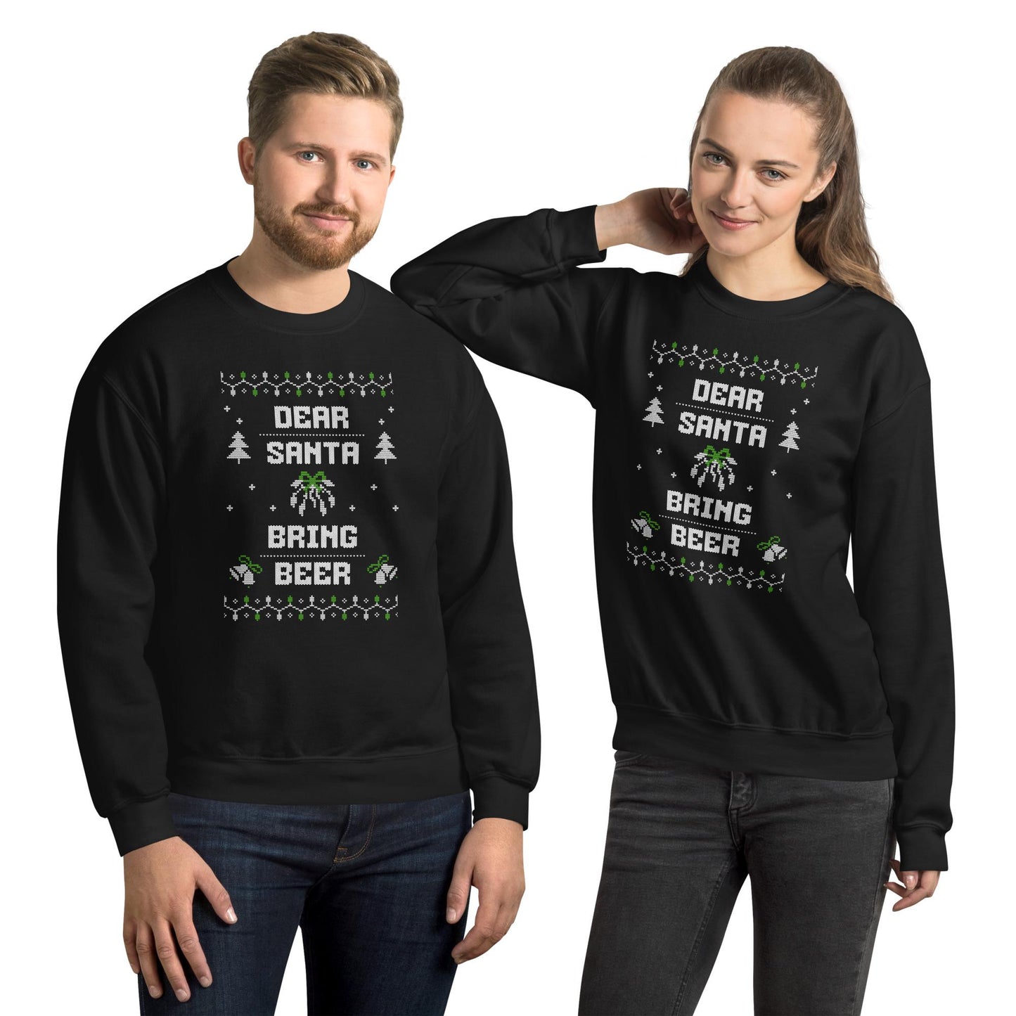 Dear Santa Bring Beer Funny Ugly Christmas Jumper | Festive Booze Knitwear | Drinking Party Holiday Gift Idea