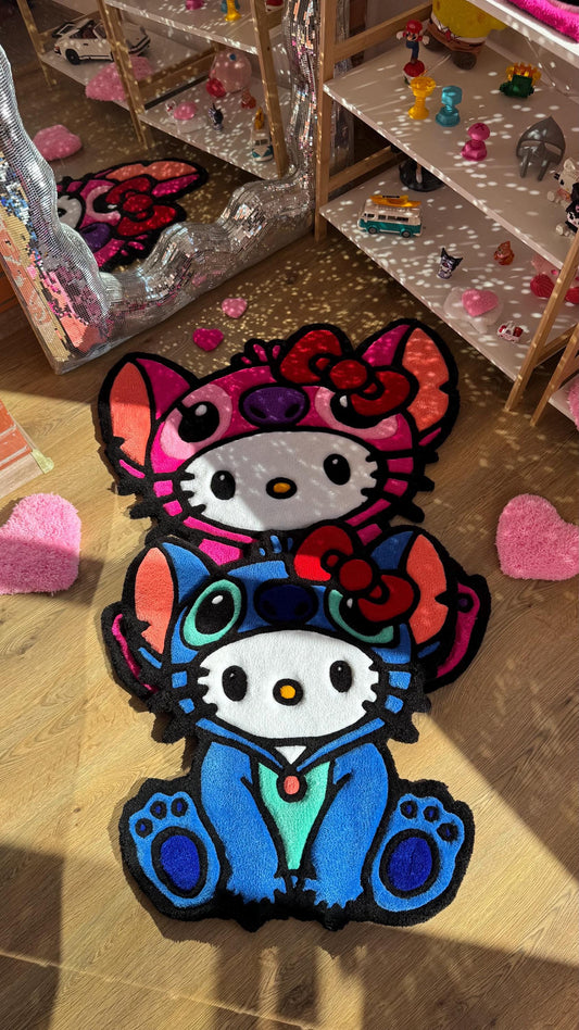 Stitch in Pajamas Rug – Custom Tufted Fluffy Carpet, Handmade Rug, Cute Bedroom Decor, Kawaii Anime Gift for Fans or Kids