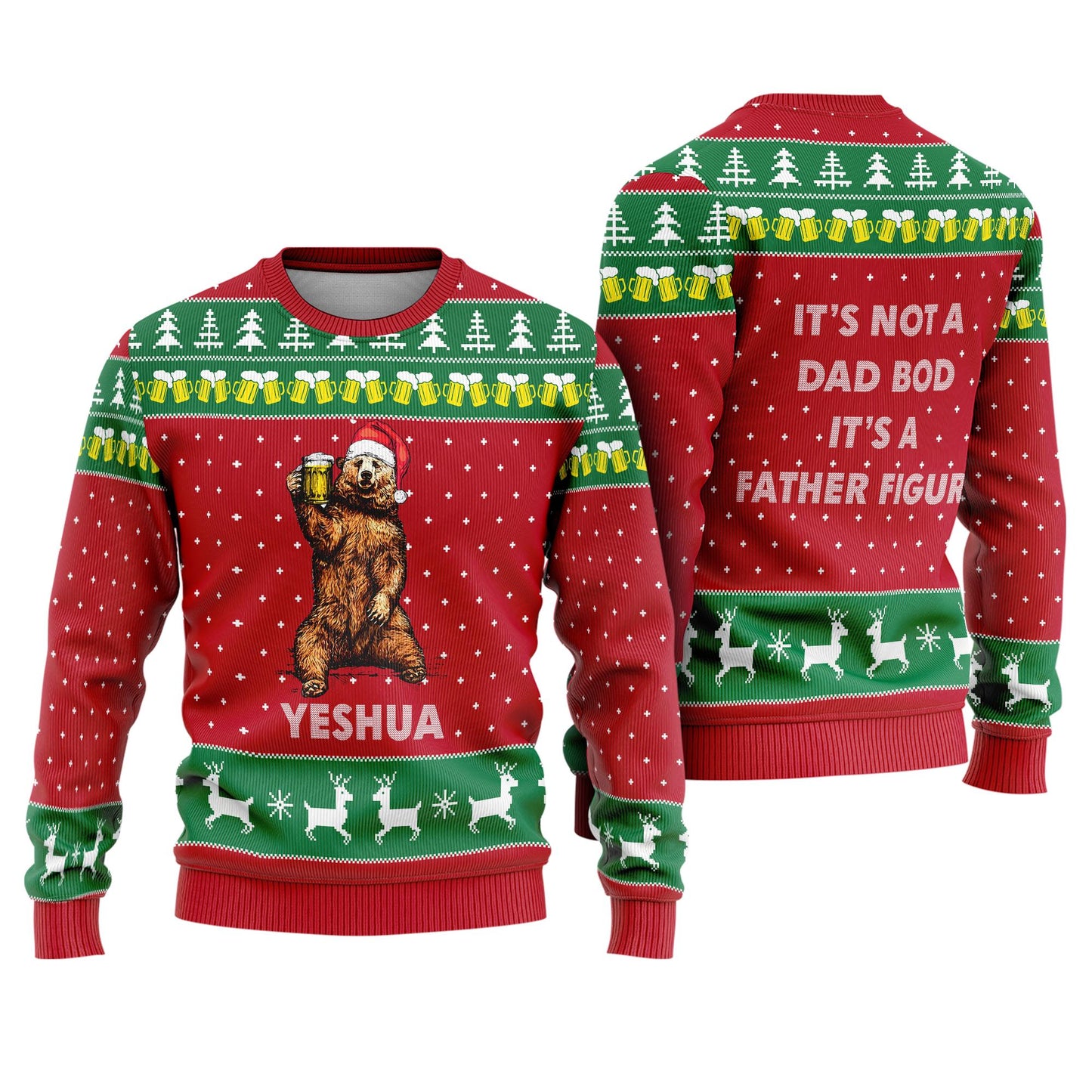 It's Not A Dad Bod It's A Father Figure Ugly Sweater, Bear Drinking Ugly Christmas Sweater, Bear Drink Merch Christmas Party,Xmas Gifts 2025
