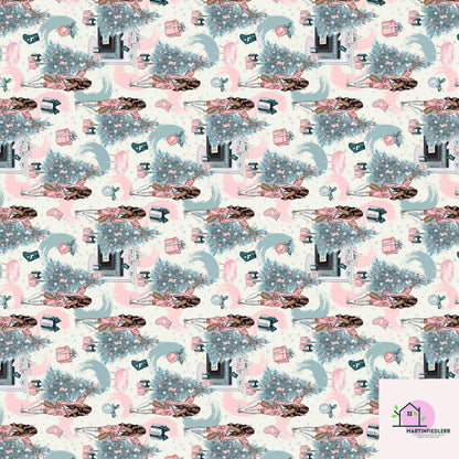 Vintage Pastel Christmas Wrapping Paper: Retro Ornament Design