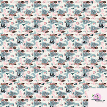 Vintage Pastel Christmas Wrapping Paper: Retro Ornament Design