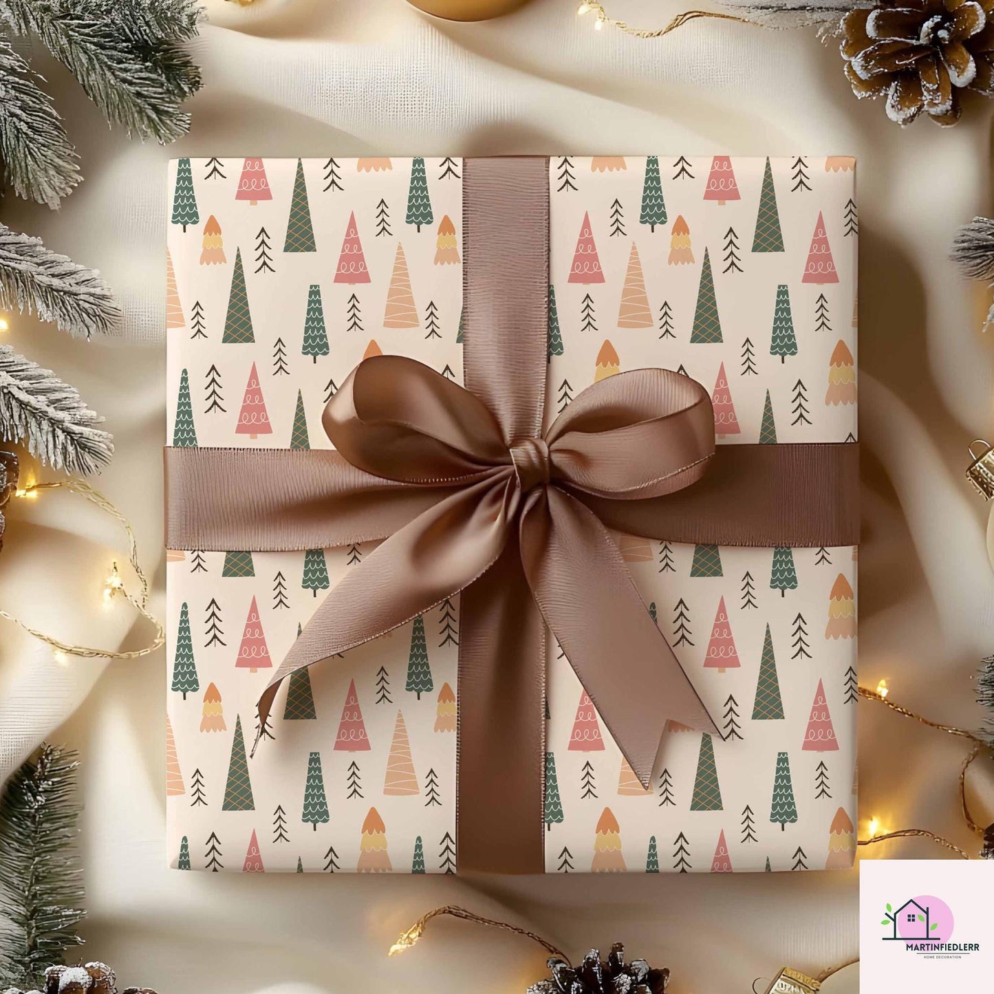 Modern Christmas Tree Wrapping Paper: Scandinavian Holiday Style