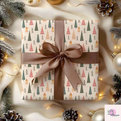 Modern Christmas Tree Wrapping Paper: Scandinavian Holiday Style