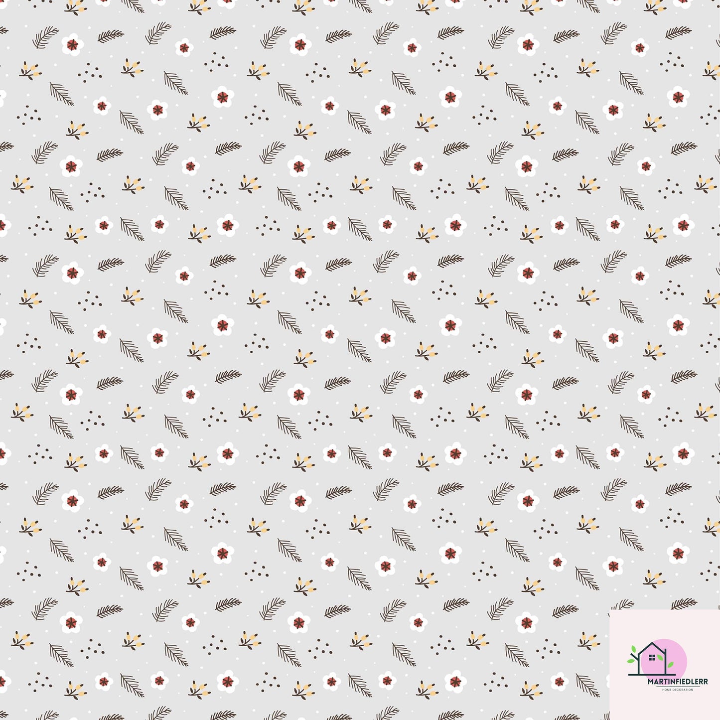 Beige Floral Christmas Wrapping Paper: Elegant Festive Gift Wrap
